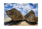 The 12x8 Gun Beach Rocks fine art print, shown with an elegant white border and ready for framing.
