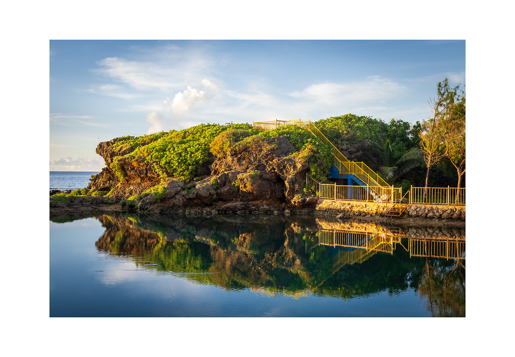 The 8x12 Inalåjan Natural Pools fine art print, shown with an elegant white border and ready for framing.