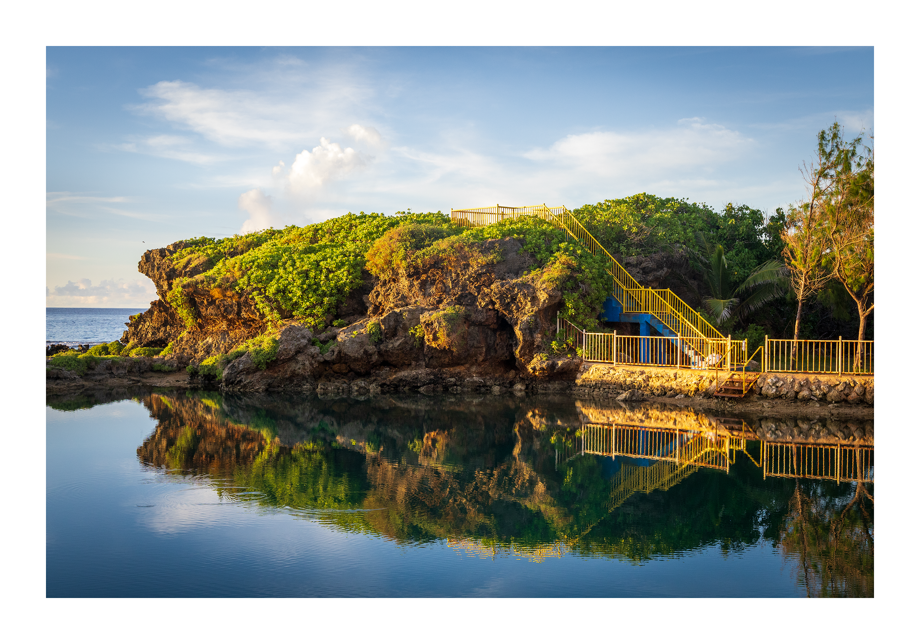The 12x18 Inalåjan Natural Pools fine art print, shown with an elegant white border and ready for framing.