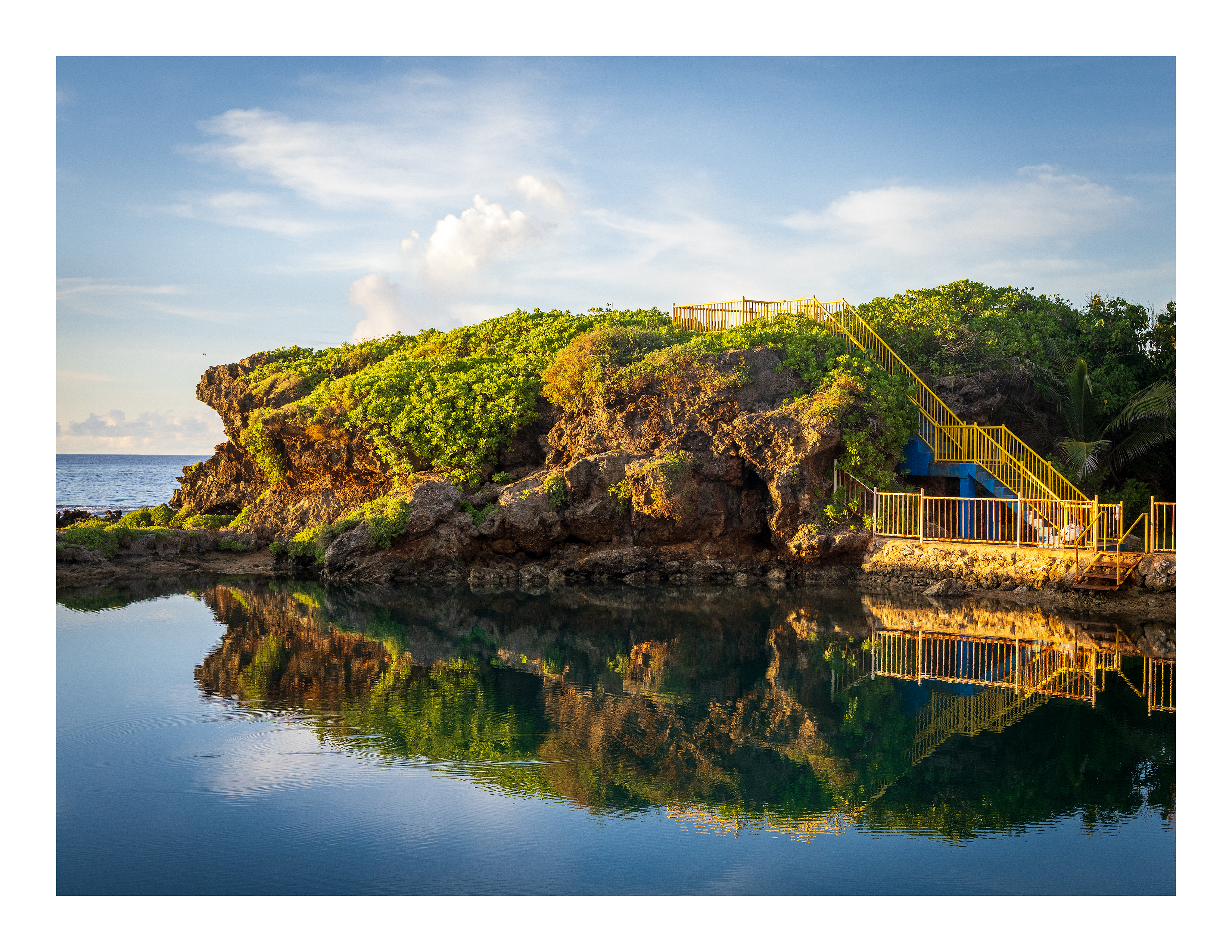 The 17x22 Inalåjan Natural Pools fine art print, shown with an elegant white border and ready for framing.