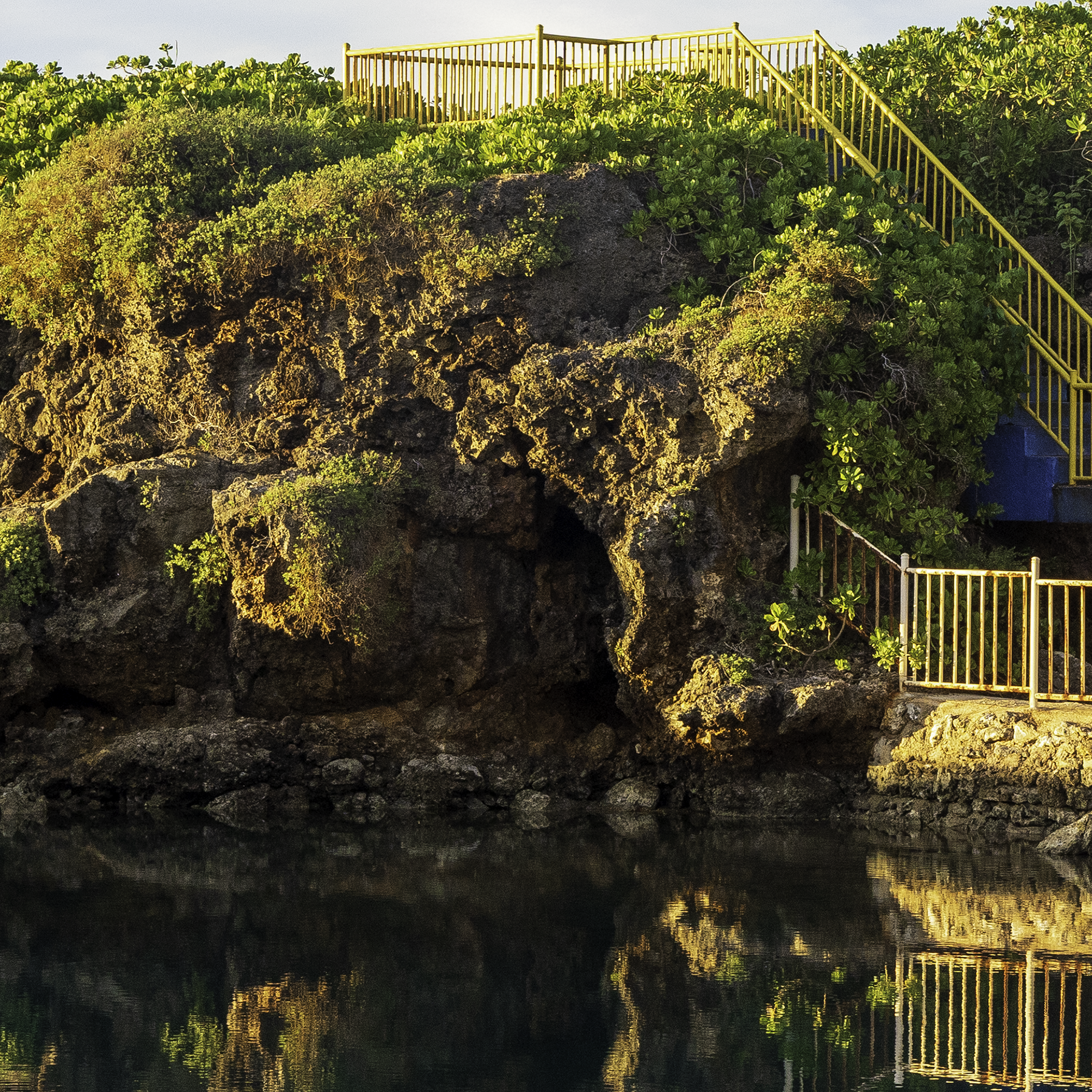 Enlarged detail of the 12x18 Inalåjan Natural Pools print, highlighting the sharp karst rock textures and water reflections.