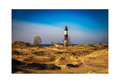 A 12x8 inch fine art landscape print of Big Sable Point Lighthouse, showing product dimensions and clean white border margins.