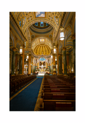 A 8x12 inch fine art architectural print of the St. Jean Baptiste sanctuary, showing the product dimensions and symmetrical white margins.
