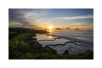 A 12x8 inch fine art print of the Inalåjan sunrise in Guam, showing the product dimensions and symmetrical white border margins.